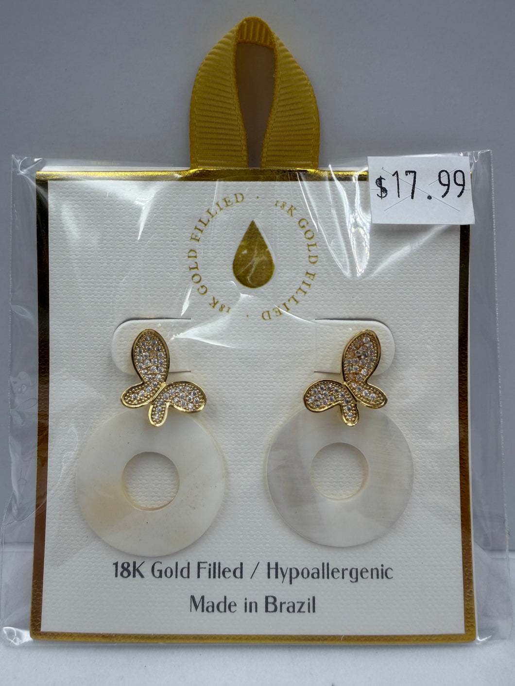 18K Gold Filled Butterfly Drop Earrings