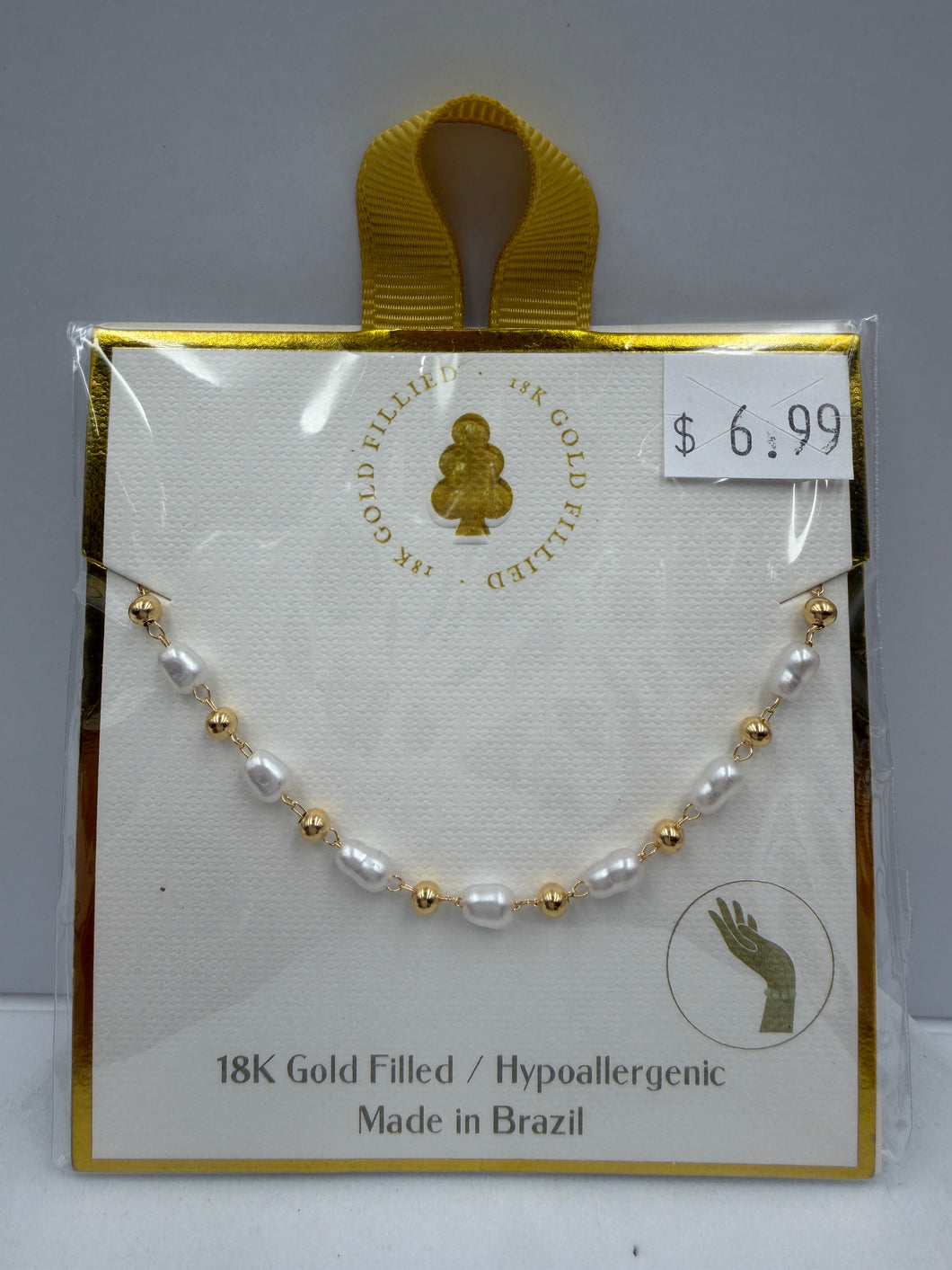 18K Gold Filled Pearl Bead Bracelet