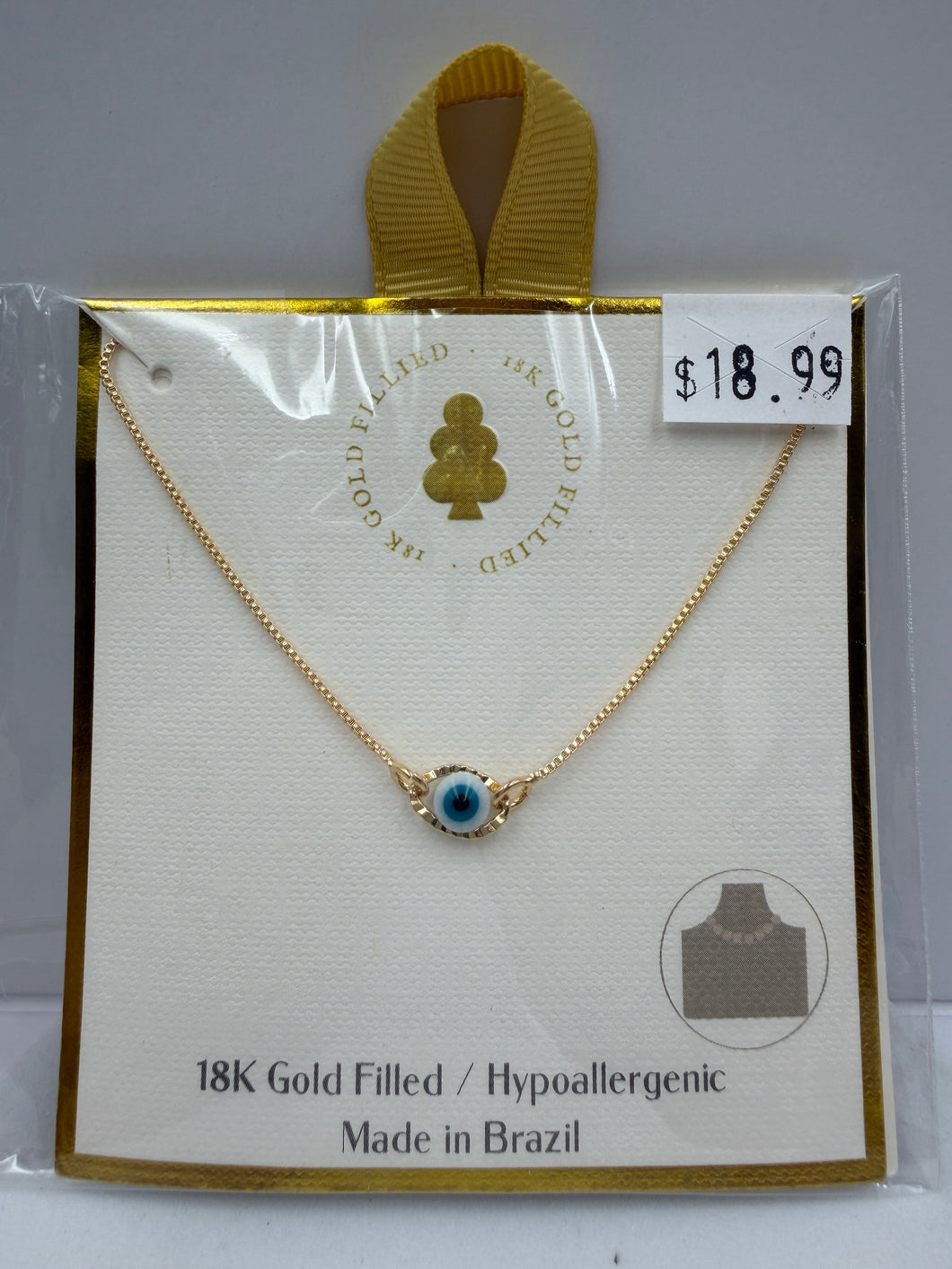18K Gold Filled Evil Eye Necklace