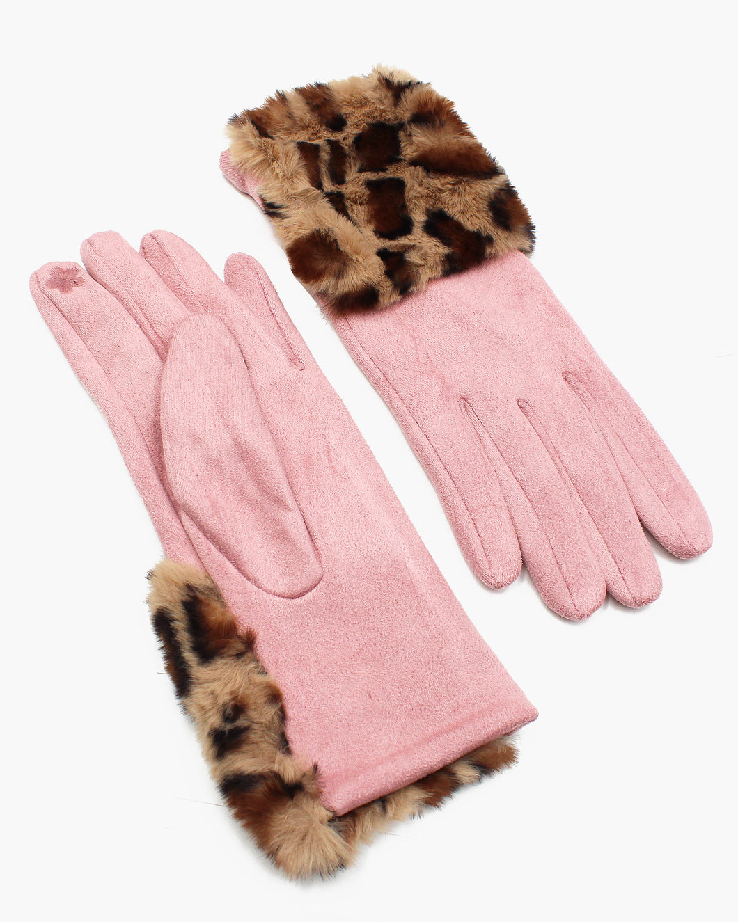 Leopard Print Faux Fur Wrist Winter Gloves