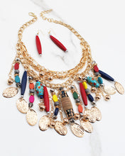 Load image into Gallery viewer, Gold &amp; Wood Multiple Layered Necklace Set
