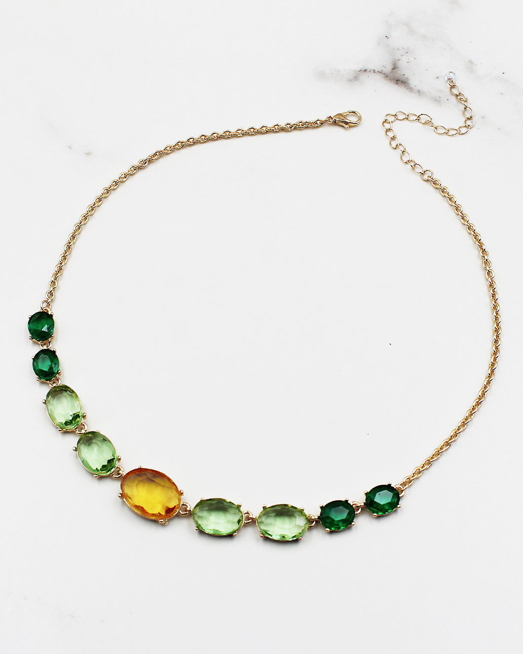 Graduated Mirror Stone Beaded Necklace