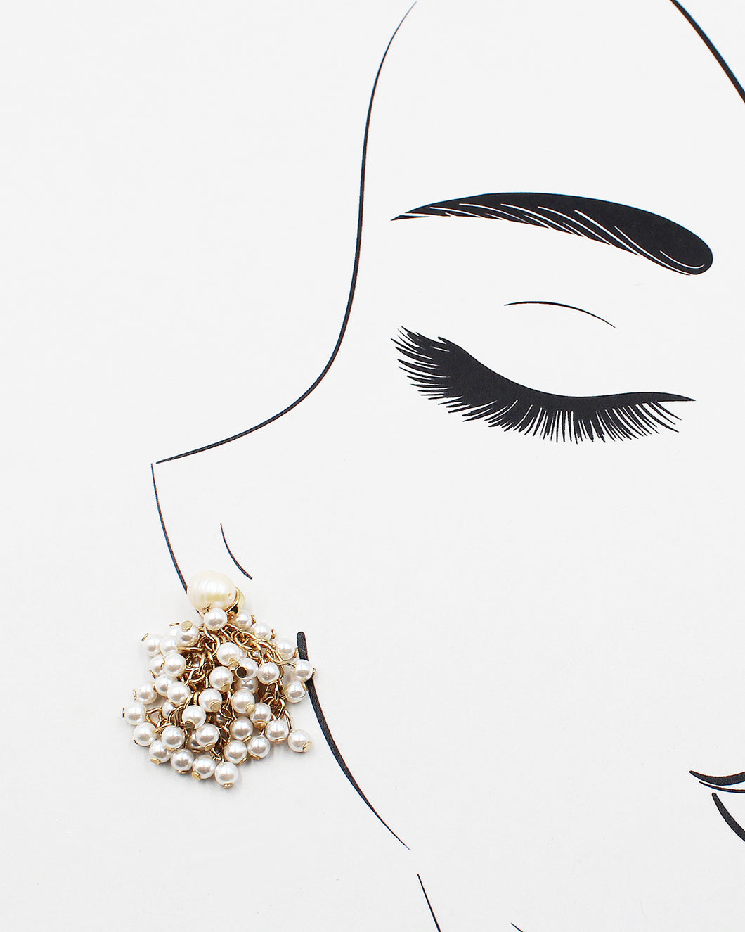 Pearl Beaded Fringe Earrings