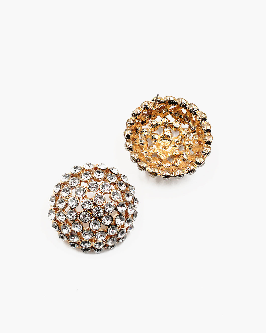 Rhinestone Button Earrings