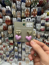 Load image into Gallery viewer, Purple  Hearts Earrings
