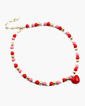 Load image into Gallery viewer, Painted Wooden Beaded Chain with Heart Charm
