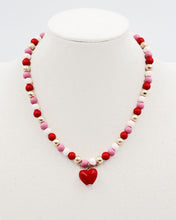 Load image into Gallery viewer, Painted Wooden Beaded Chain with Heart Charm
