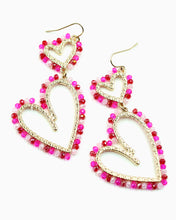 Load image into Gallery viewer, Beaded Double Heart Earrings
