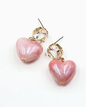 Load image into Gallery viewer, Heart Dangle Earrings with Mirror Stones
