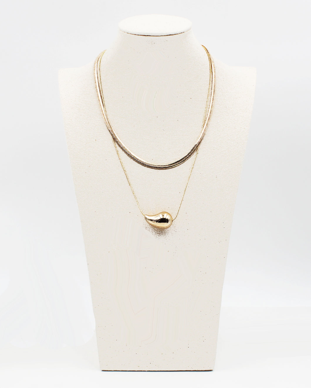Double Layered 3D Teardrop Necklace