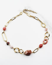 Load image into Gallery viewer, Stone Beaded Necklace with Square Link Chain
