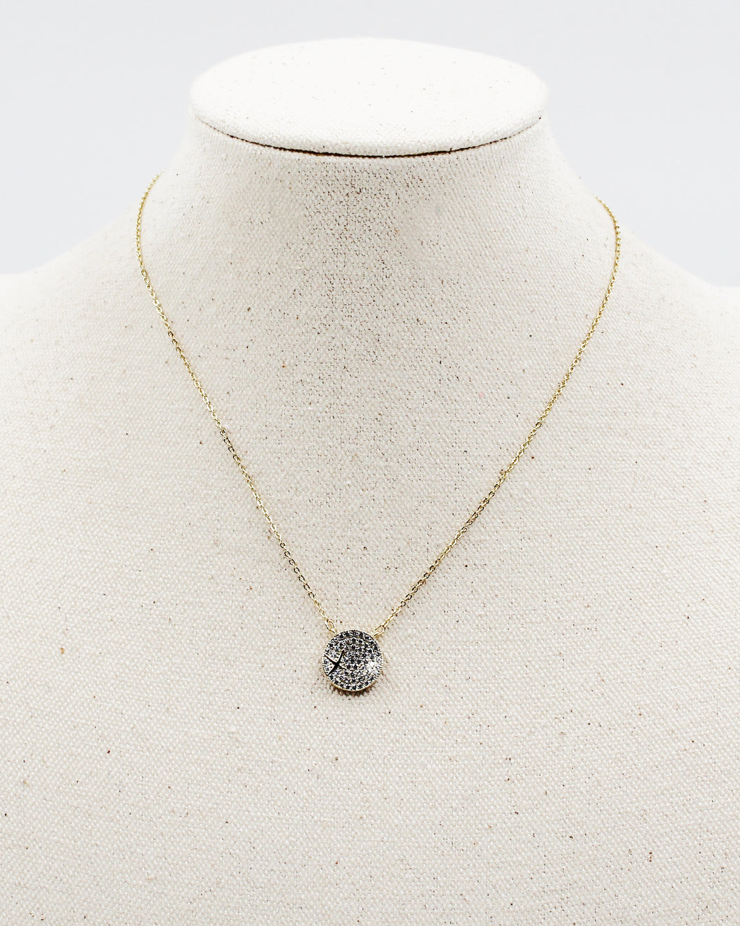 Pave Coin Pendant Necklace