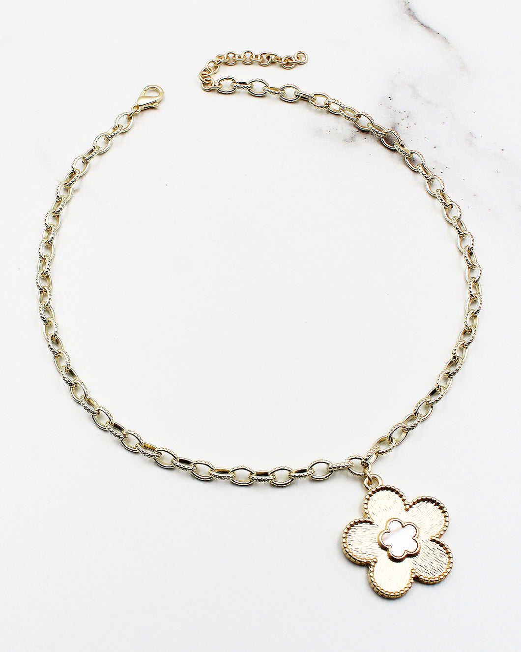 Matt Gold Flower Pendant Necklace