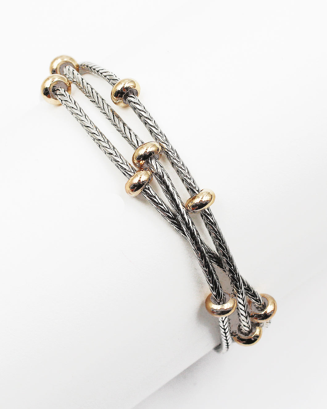 Triple Layered Two Tone Link Bracelet