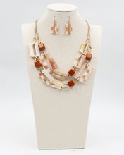 Load image into Gallery viewer, Double Layered Resin Square Necklace Set
