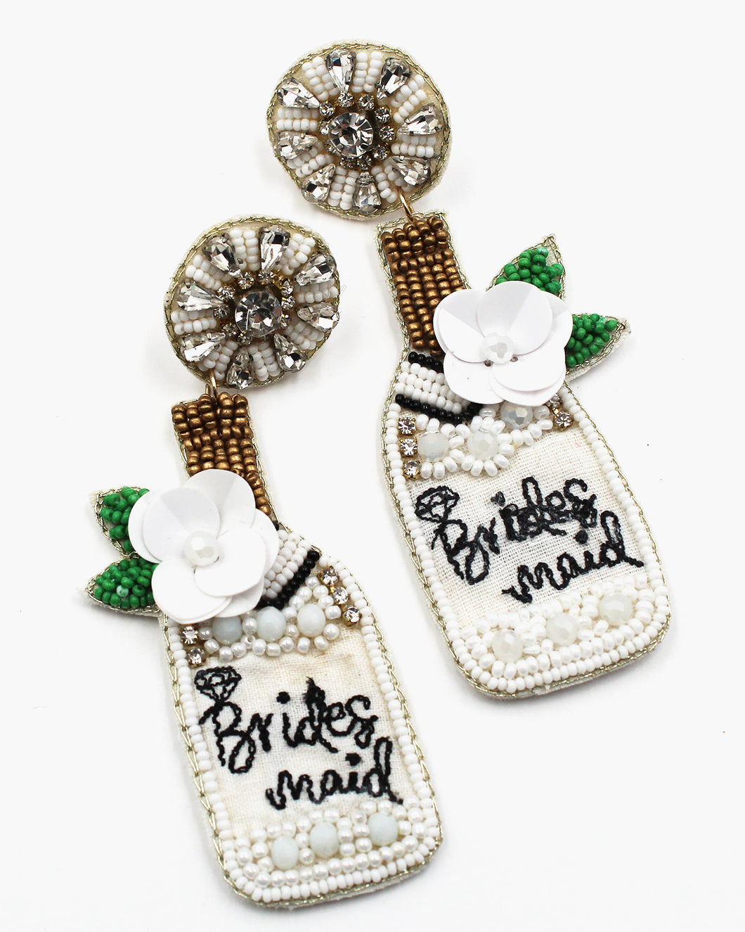 'Bridesmaid' Champagne Bottle Earrings