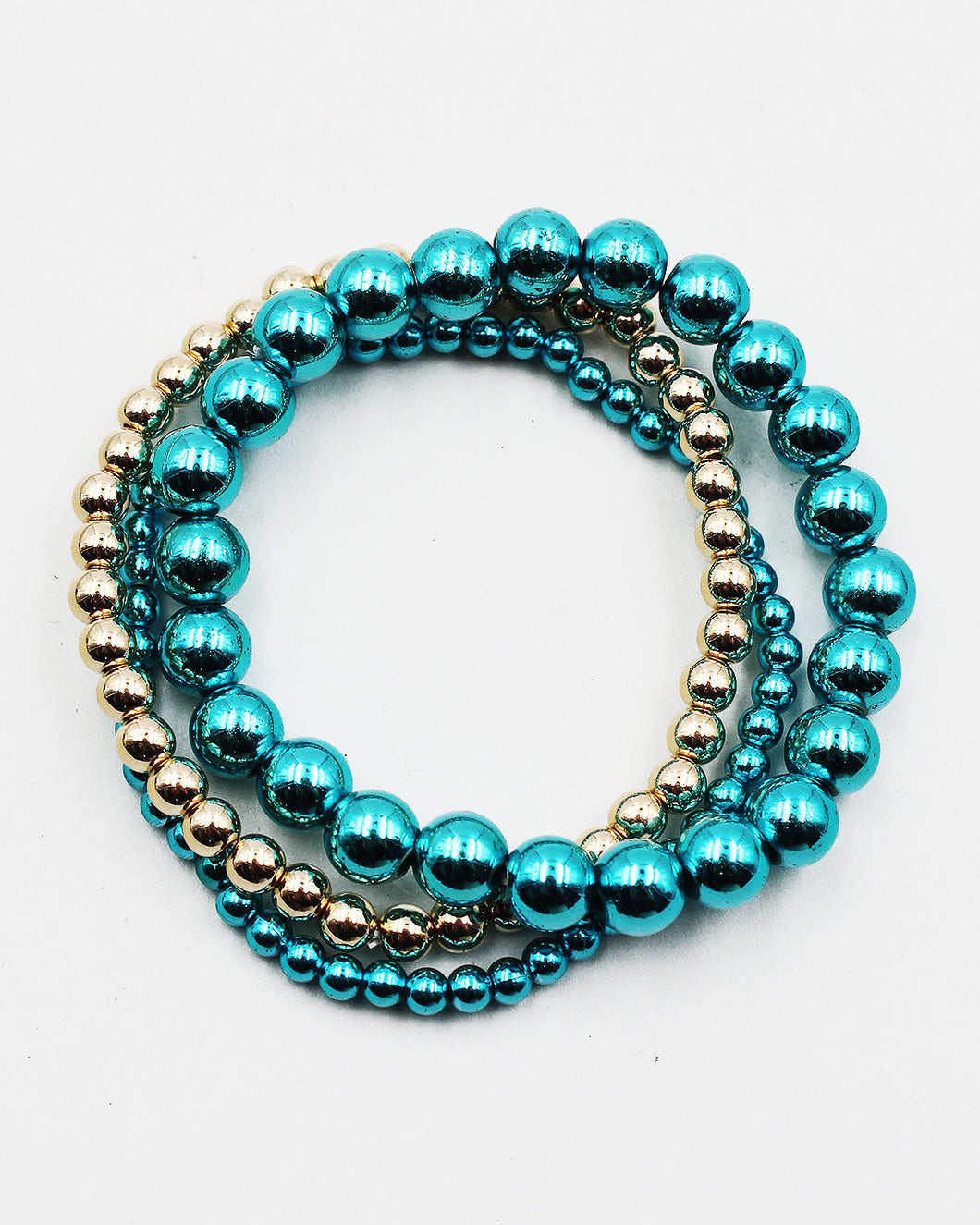 Color Coated Metal Ball Bracelet Set