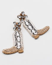 Load image into Gallery viewer, Metallic Seed Beaded Cowboy Boot Earrings

