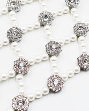 Load image into Gallery viewer, Pearl Beaded Bib Necklace with Crystal Stones
