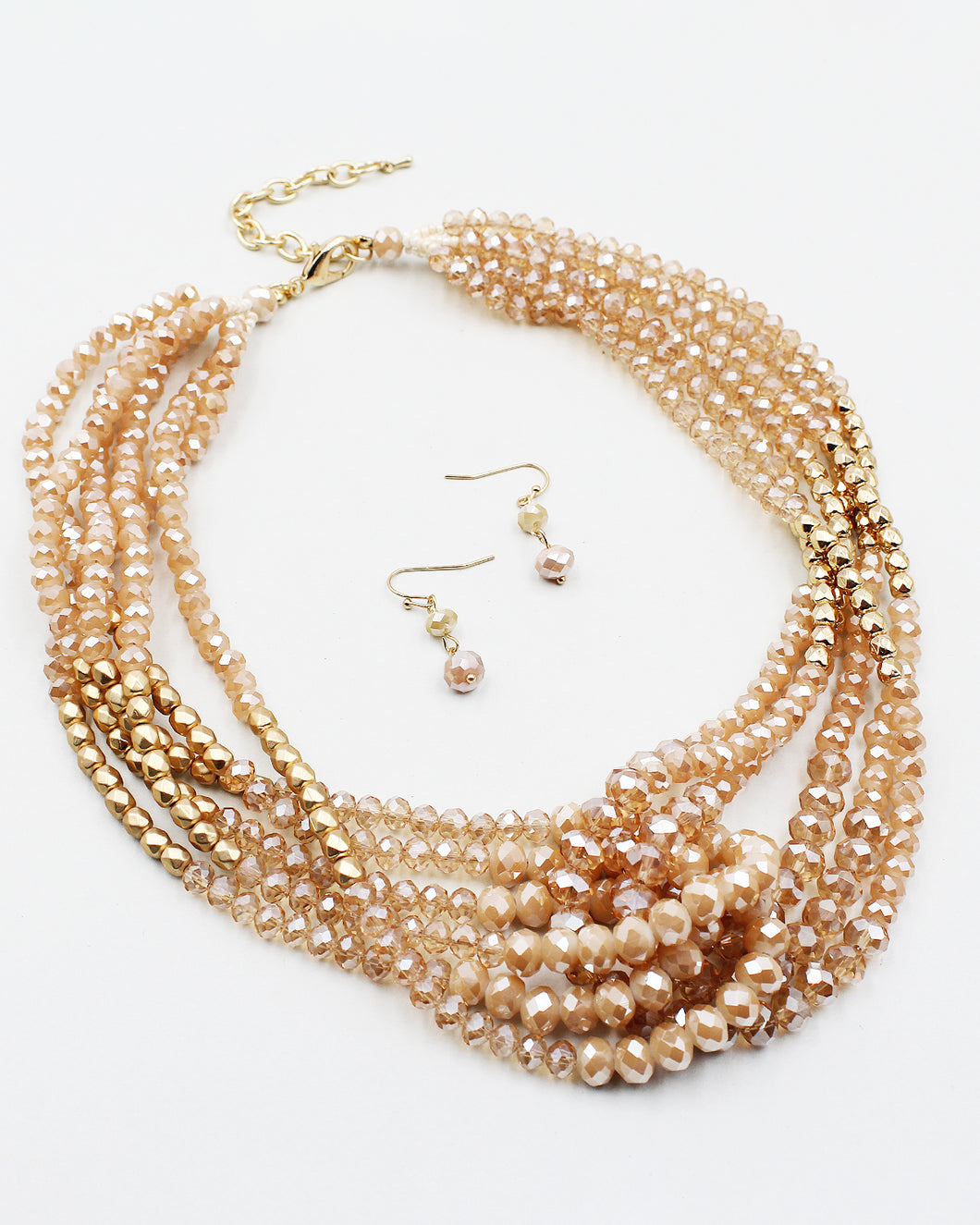 Multiple Layered Crystal Beaded Necklace Set