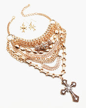 Load image into Gallery viewer, Hollow Crystal Ball &amp; Cross Charm Necklace Set
