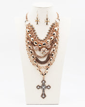 Load image into Gallery viewer, Hollow Crystal Ball &amp; Cross Charm Necklace Set
