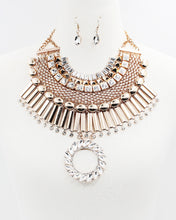 Load image into Gallery viewer, Textured Metal Bib Necklace Set
