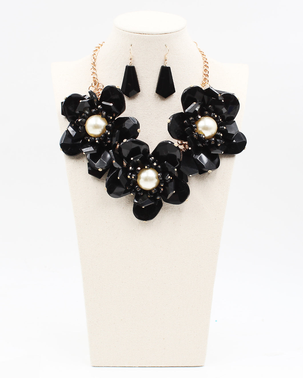 Precious Stone Flower Necklace Set