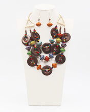 Load image into Gallery viewer, Ethnic Print Wood Beaded Necklace Set
