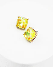 Load image into Gallery viewer, Neon Yellow Square Stone Stud Earrings
