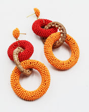 Load image into Gallery viewer, Two Tone Beaded Ring Link Earrings
