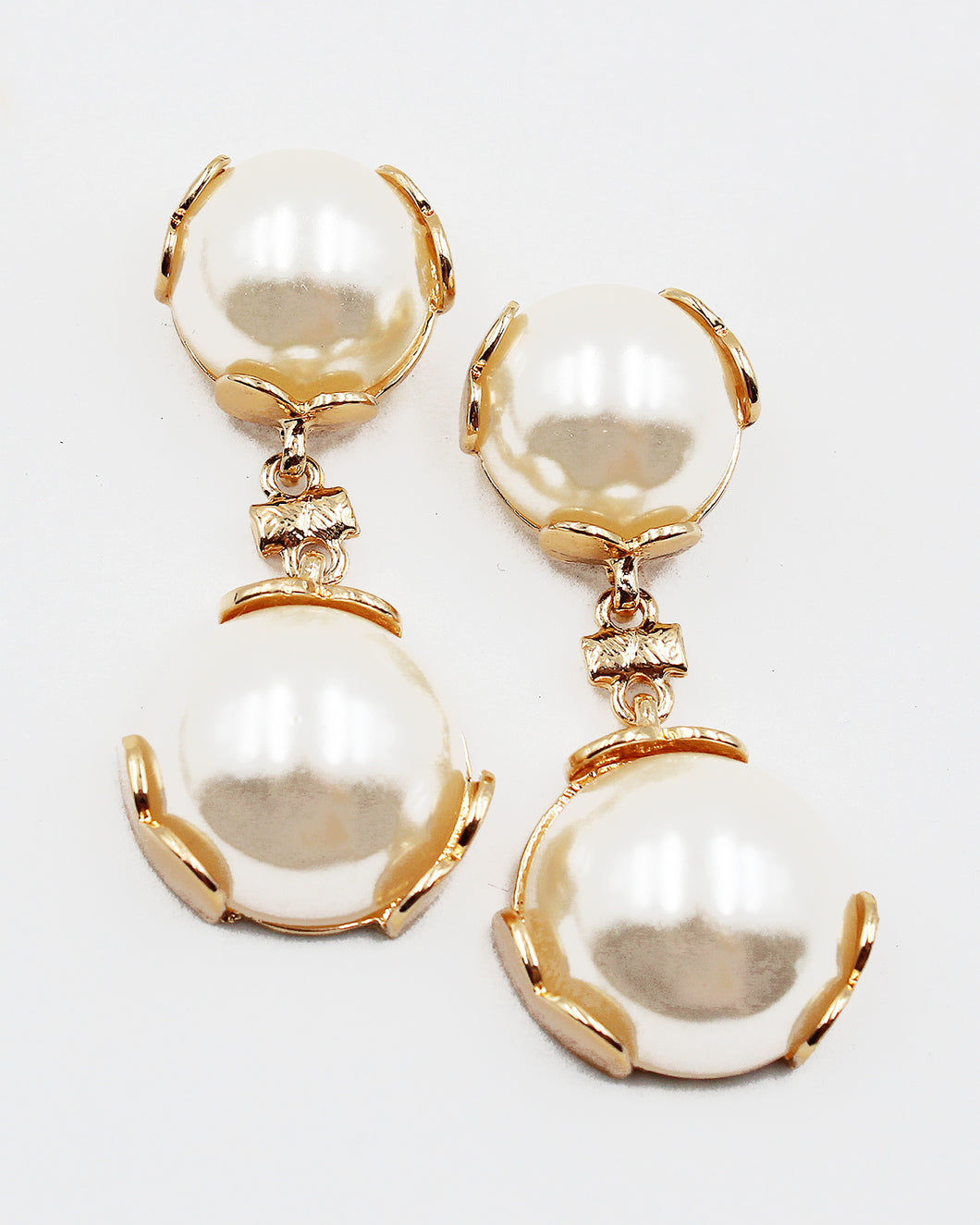 Faux Pearl Double Drop Earrings