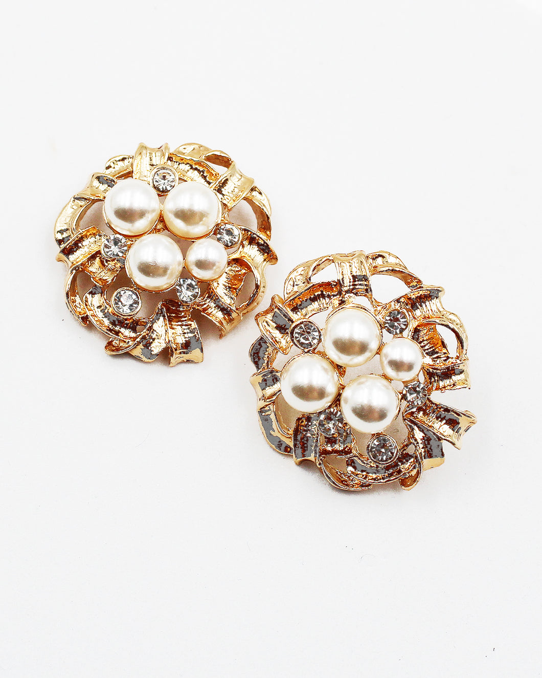 Pearl & Rhinestone Post Earrings