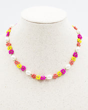 Load image into Gallery viewer, Flower &amp; Pearl Beaded Necklace
