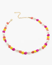 Load image into Gallery viewer, Flower &amp; Pearl Beaded Necklace
