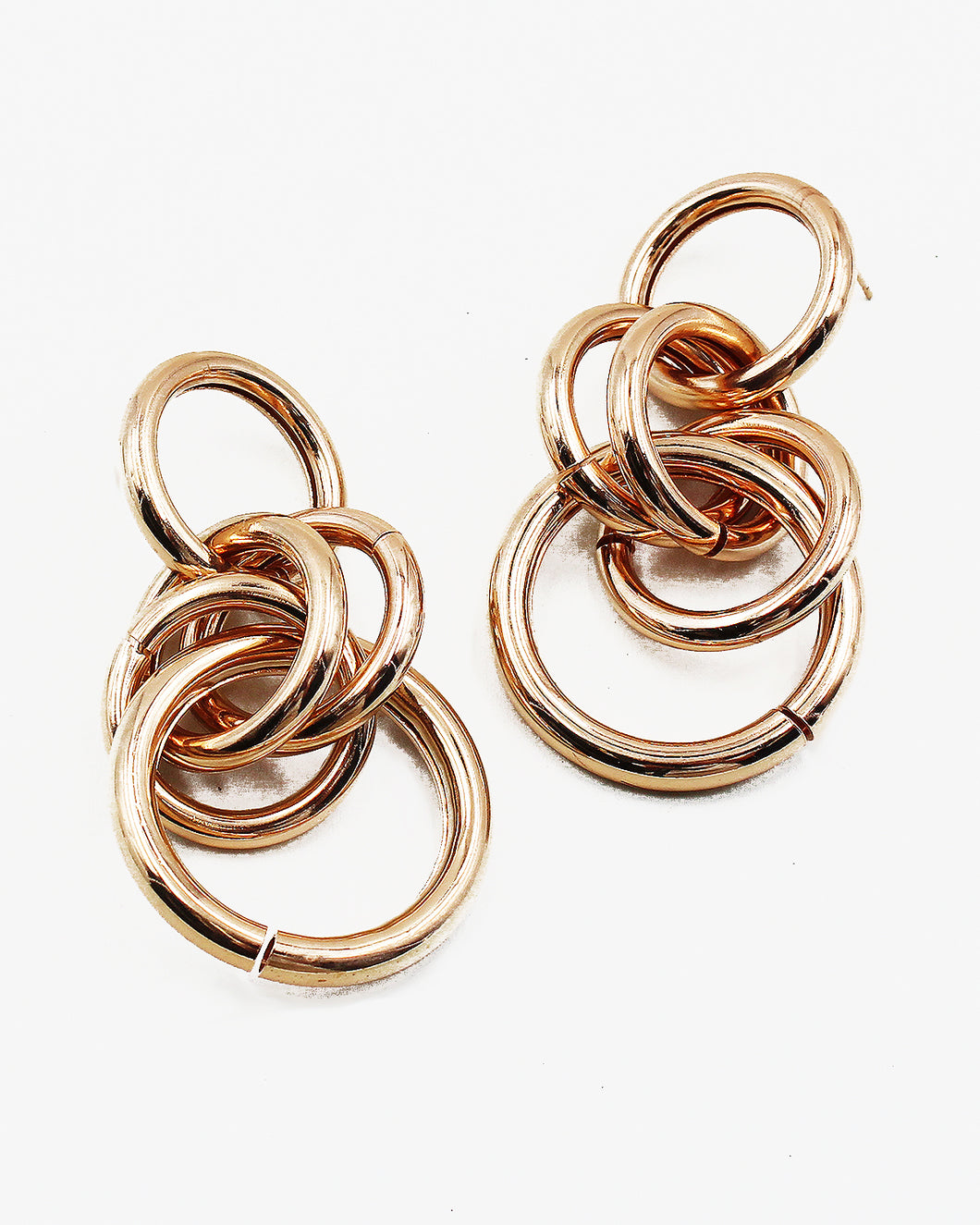 Multiple Linked Metal Ring Earrings
