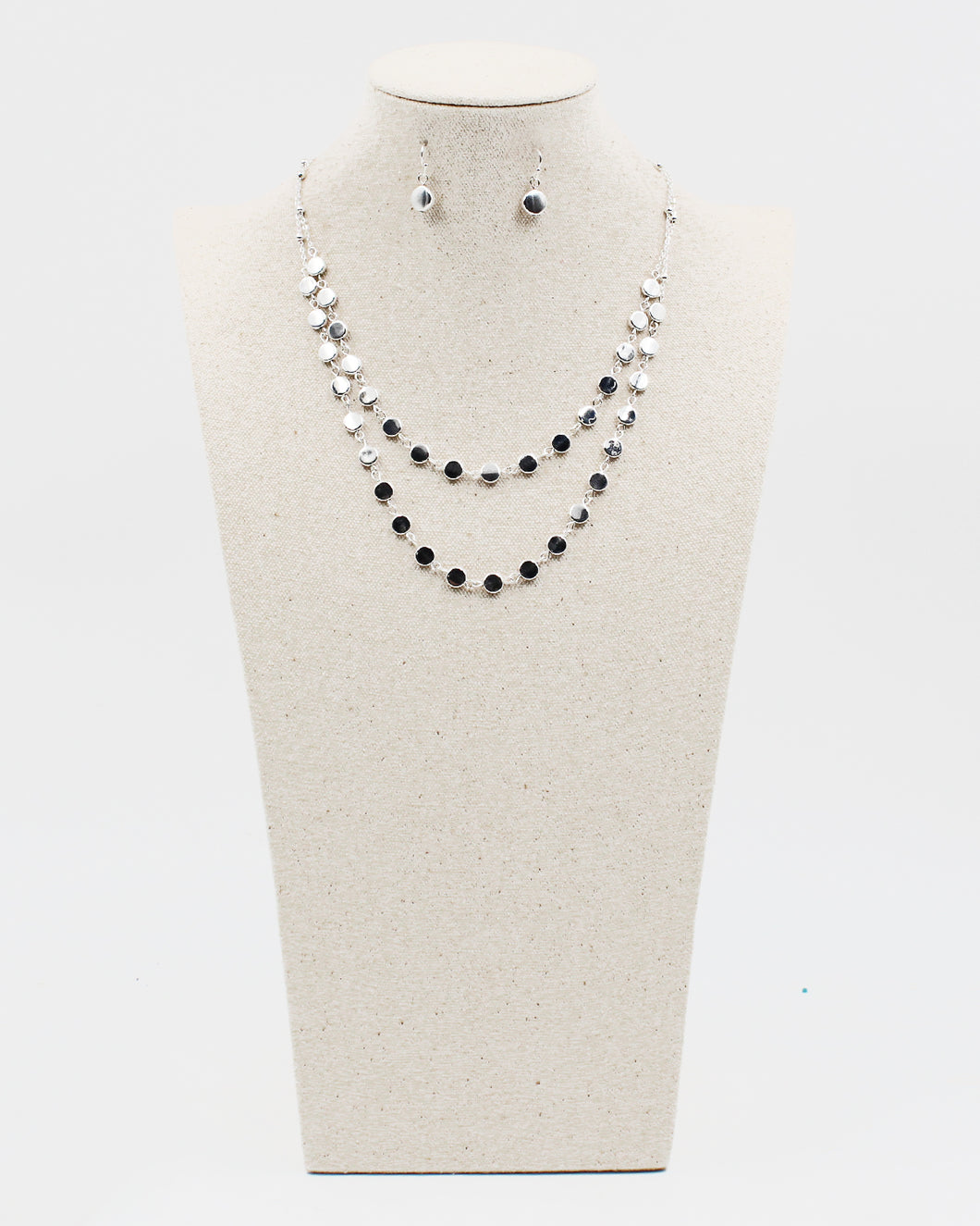 Double Layered Coin Beaded Necklace Set