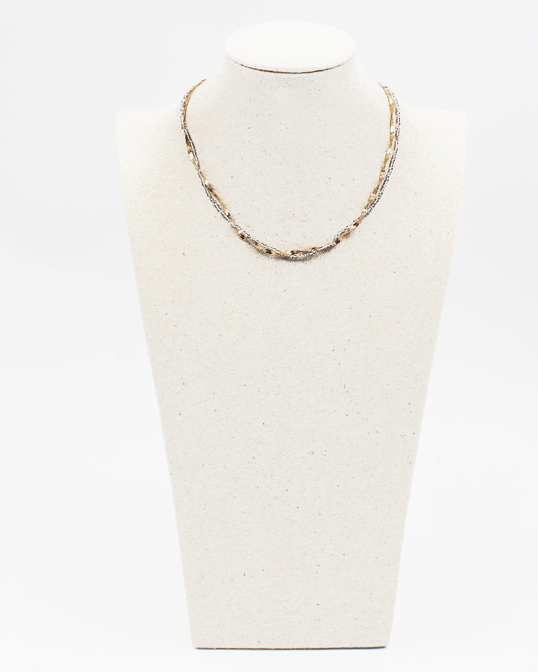 Double Layered Gold Chain & Crystal Necklace