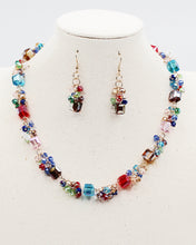 Load image into Gallery viewer, Square Cube Crystal Cluster Necklace Set
