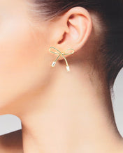 Load image into Gallery viewer, Bow Earrings with Emerald Cut Tip
