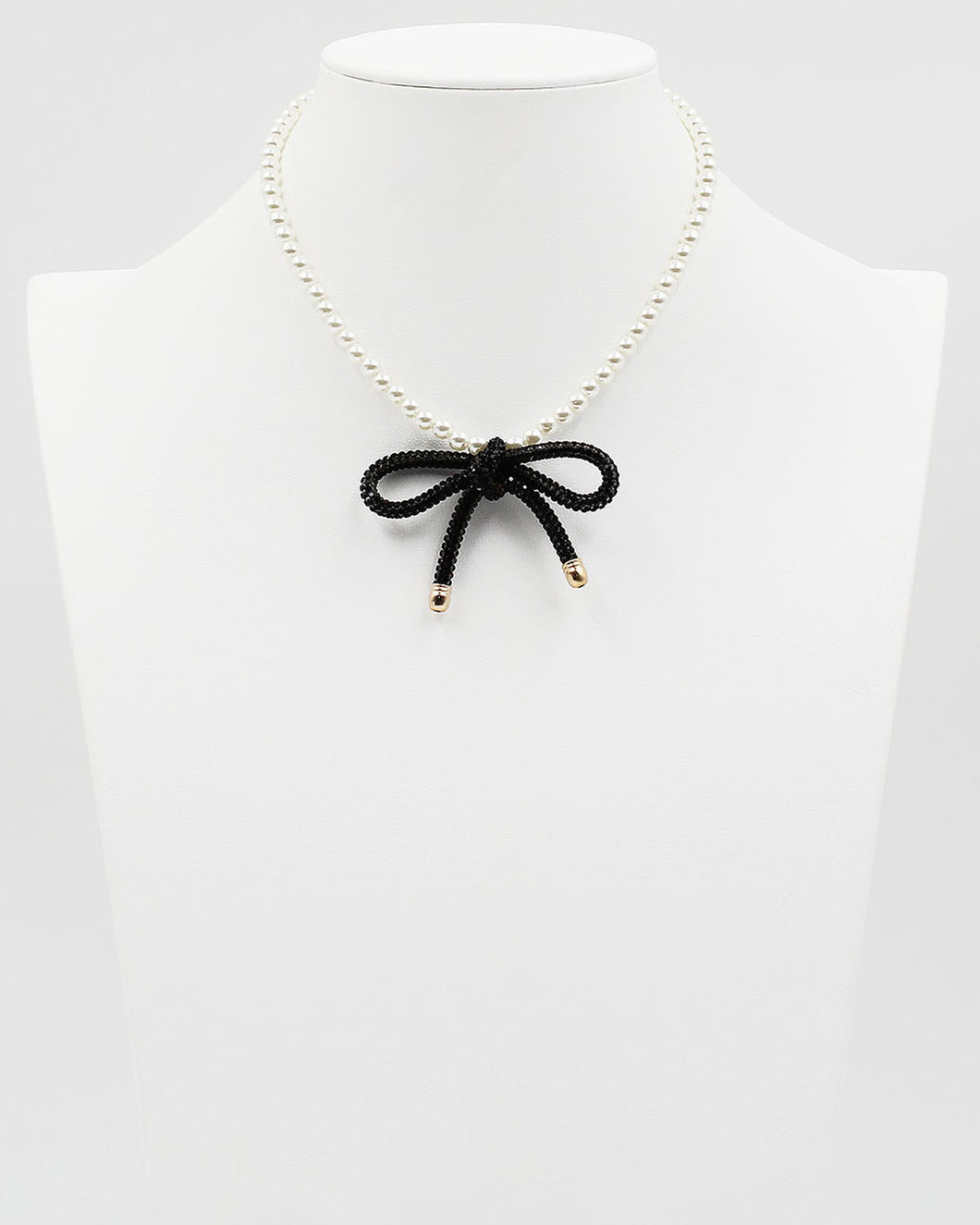 Pearl Beaded Bow Necklace