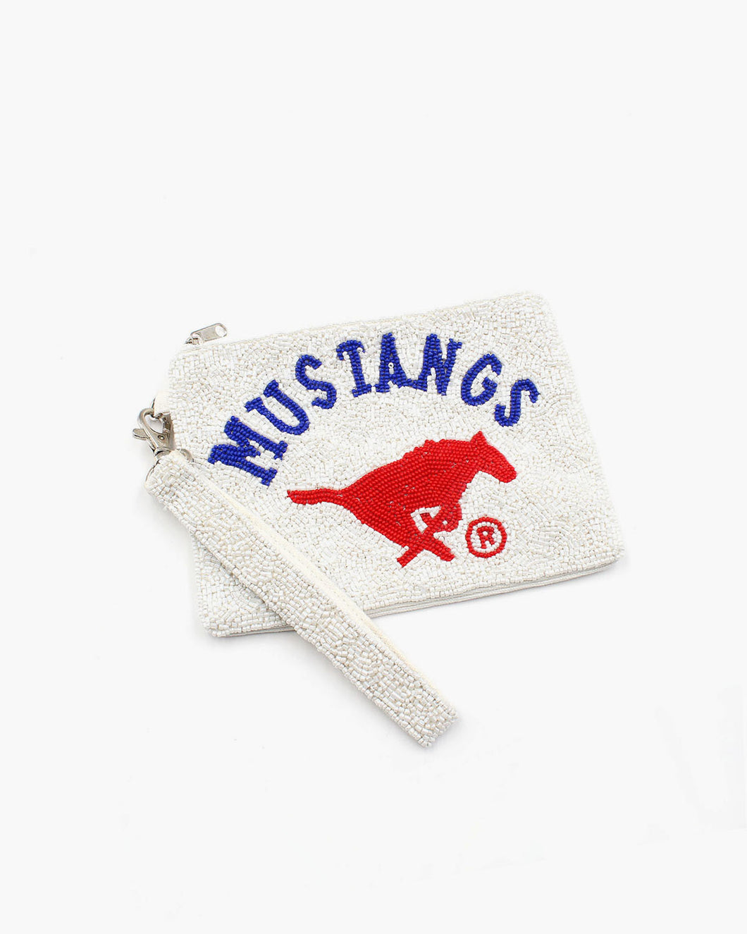 SMU Mustang Beaded Pouch