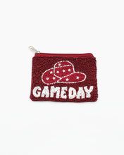 Load image into Gallery viewer, &quot;Game Day&quot; Maroon Beaded Coin Pouch

