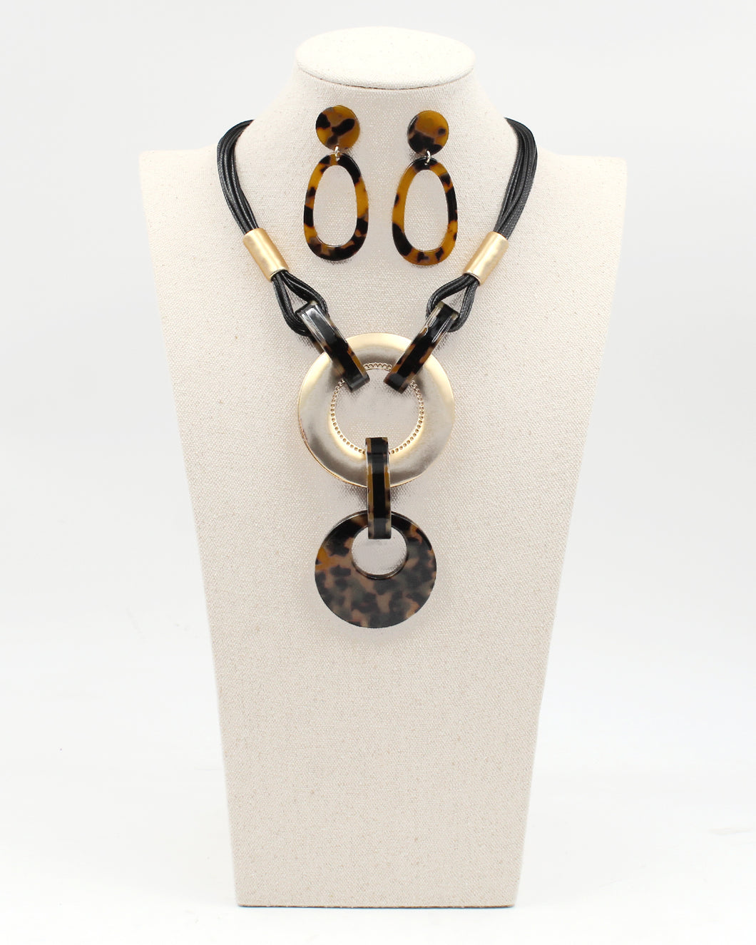 Leopard Print Golden Ring Necklace Set