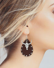 Load image into Gallery viewer, Faux Leather Cow Horn Earrings
