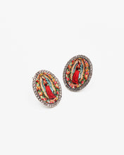 Load image into Gallery viewer, The Hail Mary Print Stud Earrings with Clear Stones
