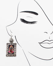 Load image into Gallery viewer, Hail Mary Print Antique Silver Earrings
