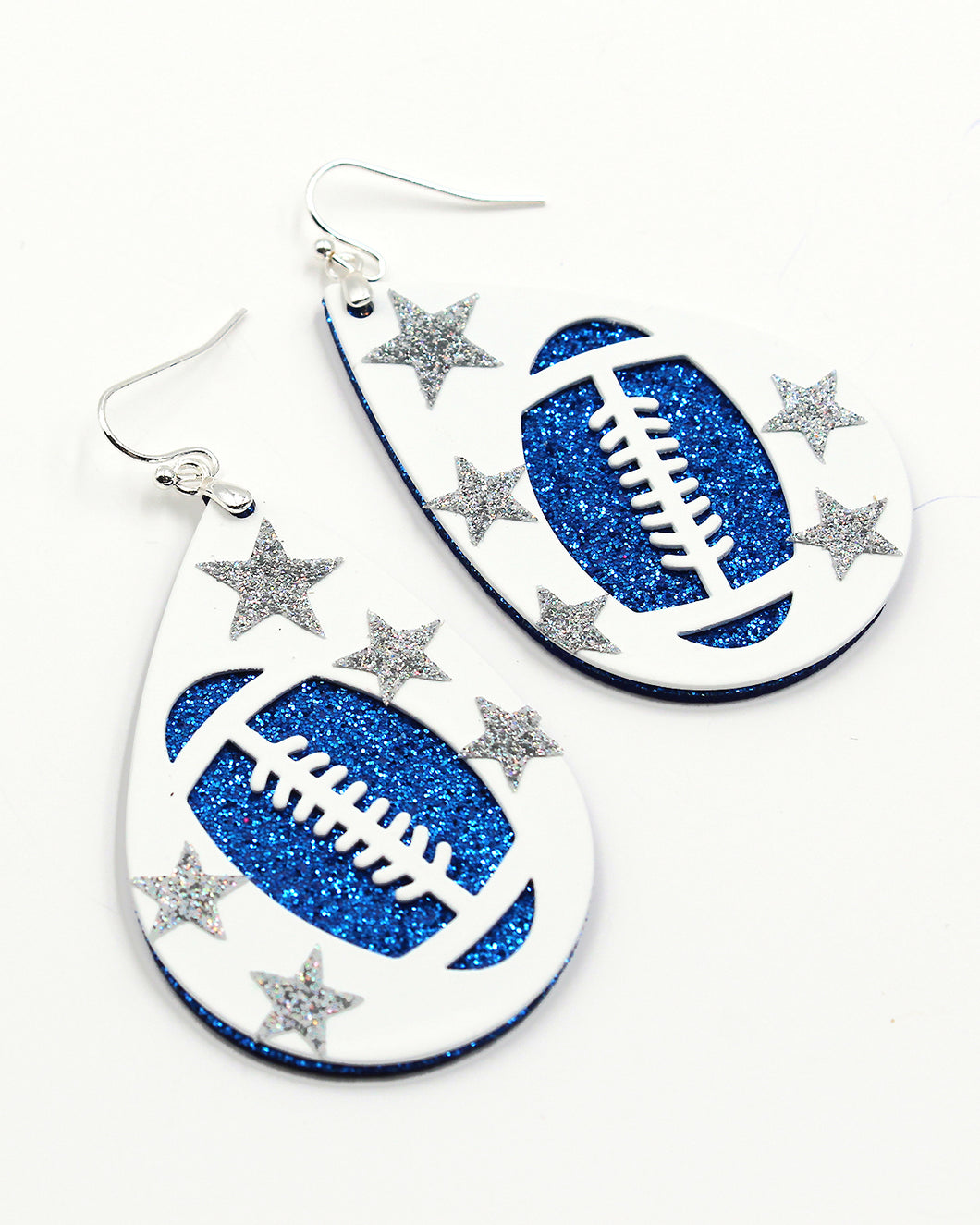 Game Day Sparkling Print Football Earrings
