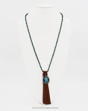 Load image into Gallery viewer, Suede Fringe Concho Charm Long Necklace
