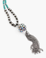 Load image into Gallery viewer, Disco Ball &amp; Metal Fringe Long Necklace Set
